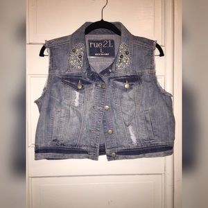 Embellished Denim Vest
